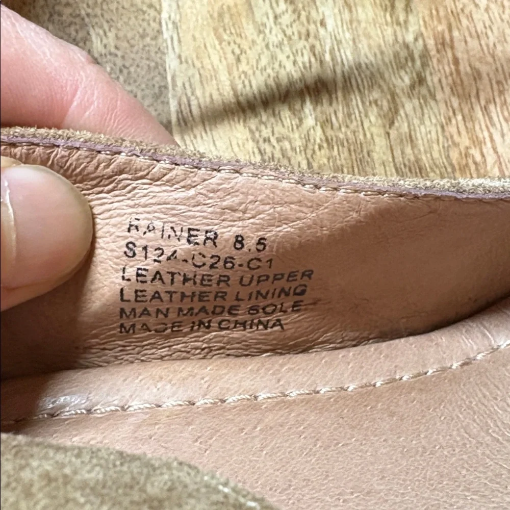 Miz Mooz Reiner Tan Suede Wood Block Heel Sandal Size 8.5